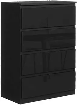 Masseno NUDO Kommode 4 Schubladen schwarz Hochglanz, 70x102x39cm