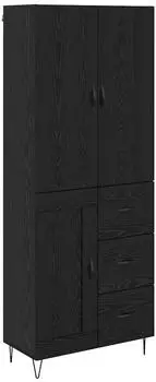 vidaXL Highboard 2er-Set schwarz, Eichen-Optik, Holzwerkstoff & Glas (3416079)