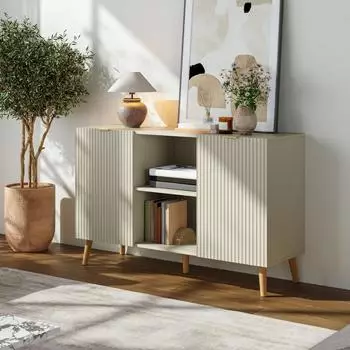 en.casa Nand Sideboard mit 2 T&uuml;ren 120x40x76cm sandfarben
