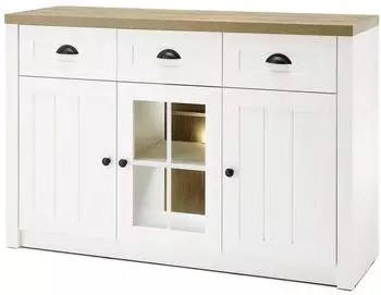Lomado PISA-61 Sideboard Landhausstil, Pinie weiß / Eiche hell, 130cm (LA61-9PPEPE52)