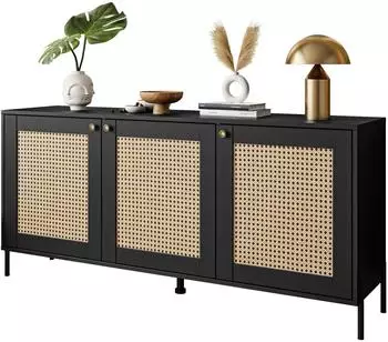 Lookway Vienna 3D Kommode mit Wiener Geflechtimitation, schwarz, 154x79x40cm (800001807971)