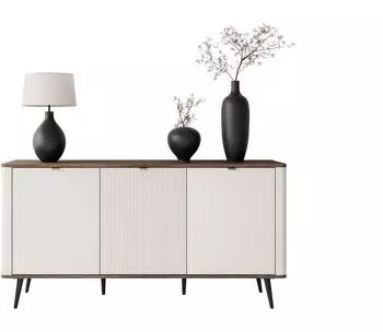 Lookway Autumn 3D Kommode geriffelte Front, Kaschmir/Nussbaum, 160x82x40cm (800001356508)