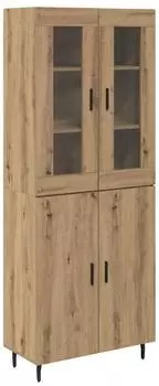 vidaXL Highboard Artisan-Eiche Holzwerkstoff und Glas 2er-Set