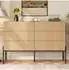OKWISH Sideboard mit 3D-Geometrie-Struktur, 6 Schubladen, MDF, 115,5x38x75cm