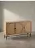 KADIMA DESIGN Sideboard Eiche-Dekor mit Rattan, 3 Türen, 140x80x39cm