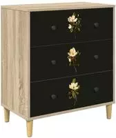 vidaXL Kommode BREMEN Magnolienmuster 66 x 36,5 x 75 cm Holzwerkstoff