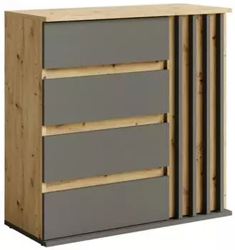Feldmann-Wohnen Doris Schubladenkommode 1-türig, Eiche Artisan / graphitgrau, 80x34x80cm