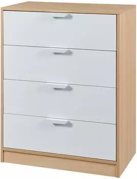 en.casa Varkaus Kommode 4 Schubladen Eicheoptik/weiß 90x70x40cm
