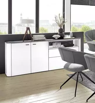Harper IRINGA Sideboard weiß, Marmoroptik, 199x85x42cm