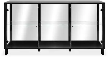 Finori Albi 51A Sideboard 160x85x37,5cm schwarz, Glas, Spiegelrückwand (51A)