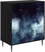 vidaXL Kommode RAALTE Blaue Marmorierung 66 x 36,5 x 76 cm
