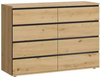 Feldmann-Wohnen Naxos Schubladenkommode 121x40x86cm, Artisan Eiche schwarz matt