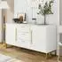 Stilvora Sideboard mit 2 Türen, 3 Schubladen, verstellbaren Einlegeböden, MDF, weiß