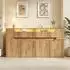 Stilvora Sideboard in Holzoptik mit gehärteter Glasplatte, 2 Schubladen, 140x40x70cm
