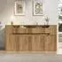 Stilvora Sideboard in Holzoptik mit gehärteter Glasplatte, 2 Schubladen, 140x40x70cm