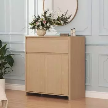 en.casa Takranmaa Sideboard mit Schublade und 2 Türen, 88x79x39cm, Eicheoptik