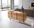 DeLife Kiano Sideboard Akazie natur 145cm, 3 Türen, V-Fuß schwarz
