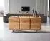 DeLife Kiano Sideboard Akazie natur 145cm, 3 Türen, V-Fuß schwarz