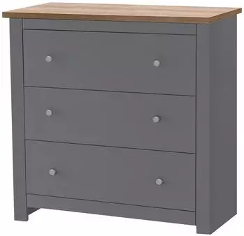 Mid.you Emerald Kommode 3 Schubladen, Eiche grau, 79x81x35cm