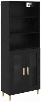 vidaXL Highboard schwarz, Eichen-Optik, 69,5x32,5x180cm