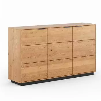 Feldmann-Wohnen Tirano Sideboard 3-türig, Massivholz geölt, Eiche Natur, 154x39x84cm