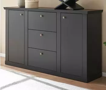 Furn.Design Filmore Sideboard schwarz matt, Eiche, 158x92cm (800001443419)