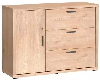 Masseno BRESSO Kommode 3 Schubladen, 1 T&uuml;r, eichefarben, 118x86x40,5cm