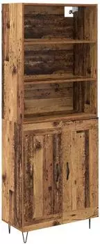 vidaXL Highboard 2-teilig, Altholz-Optik, Holzwerkstoff, 69,5x34x180cm