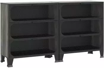 vidaXL Lagerschr&auml;nke 2er-Set 72x36x82cm Metall und MDF, grau