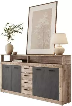 Lookway Romano Kommode mit Schubladen, Old Style Light / Matera, 190x96x32cm (800001753359)