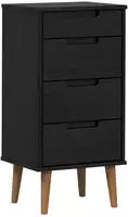 vidaXL Kommode MOLDE Schwarz 40 x 35 x 82 cm Massives Kiefernholz