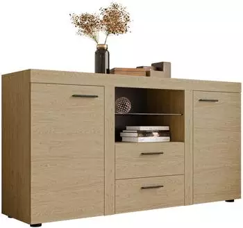 Mirjan24 Kommode Sideboard 3 Schubladen, Eiche, 156x82x40cm (800001367905)