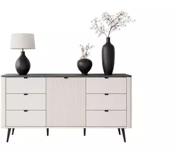 Lookway Autumn 1D6S Kommode 6 Schubladen, Kaschmir/Grauer Stein, 160x82x40cm (1D6S)