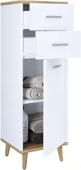 VCM Lindas Kommode 1 Dreht&uuml;r, 2 Schubladen, 32x28x97cm (73864038-0)
