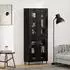 vidaXL Highboard 2-teilig, schwarz Eichenoptik, Holzwerkstoff und Glas
