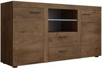 Mirjan24 Rumba Kommode mit LED-Beleuchtung, Eiche, 3 Schubladen, 156x82x40cm (800001214083)