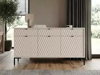 Beautysofa Montreal Kommode 150cm, 3 Türen & 3 Schubladen, kaschmir (800001825220)