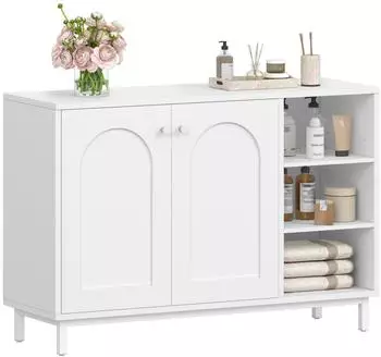 LuxusKollektion Badezimmerschrank mit 2 T&uuml;ren, offenem Fach, 35x100x75cm, wei&szlig;