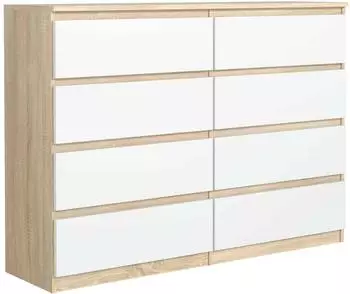 Masseno NUDO Kommode 8 Schubladen, Sonoma Eiche/wei&szlig;, 120x101,5x39cm