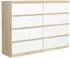 Masseno NUDO Kommode 8 Schubladen, Sonoma Eiche/weiß, 120x101,5x39cm