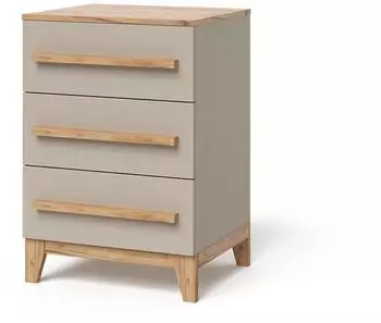 VitaliSpa Malia Kommode Kaschmir/Eiche Artisan, 3 Schubladen, 60x88cm