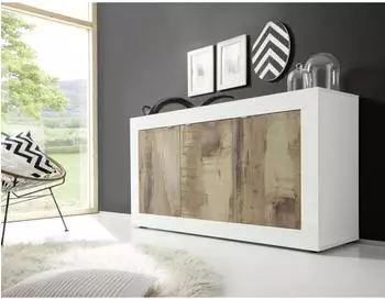 Calicosy Basic Sideboard 3 T&uuml;ren, wei&szlig; Hochglanz, 160cm