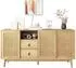 LuxusKollektion Sideboard 155cm, 3 Rattan-Schiebetüren, 2 Schubladen, holzfarben