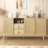 LuxusKollektion Sideboard 155cm, 3 Rattan-Schiebetüren, 2 Schubladen, holzfarben