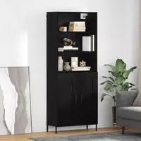 vidaXL Highboard Schwarz Eichen-Optik 69,5 x 34 x 180 cm Holzwerkstoff