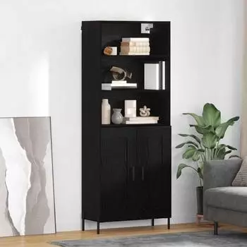 vidaXL Highboard Schwarz Eichen-Optik 69,5x34x180cm Holzwerkstoff (3114452)