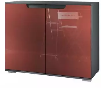 Vladon Sylt V3 Kommode 2 T&uuml;ren, anthrazit matt / bordeaux hochglanz (92,5x75,5x35cm)