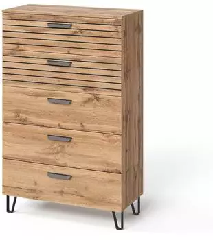 VICCO Amber Kommode Eiche Wotan, 5 Schubladen, 80x127,6x38cm