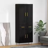 vidaXL Highboard Schwarz Eichen-Optik 69,5 x 34 x 180 cm Holzwerkstoff