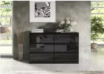 RAUMHIRSCH Kommode 6 Schubladen, schwarz Hochglanz, 120x79x39cm (800001522925)